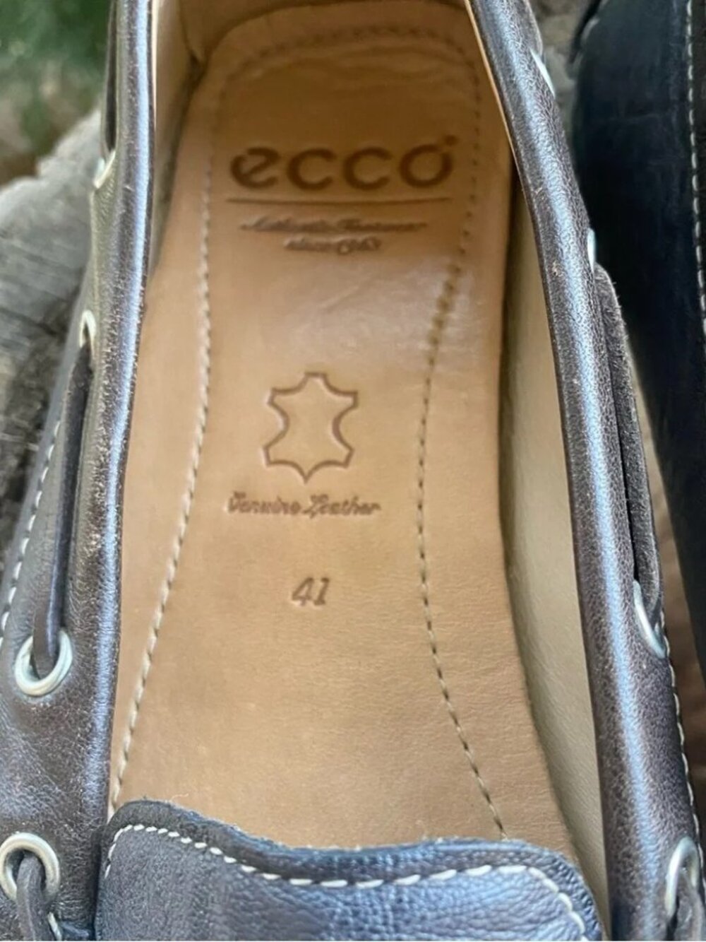 Ecco gray brown leather loafers, driving shoes, moccasins, boat shoes EU41 =US10 - Picture 4 of 8